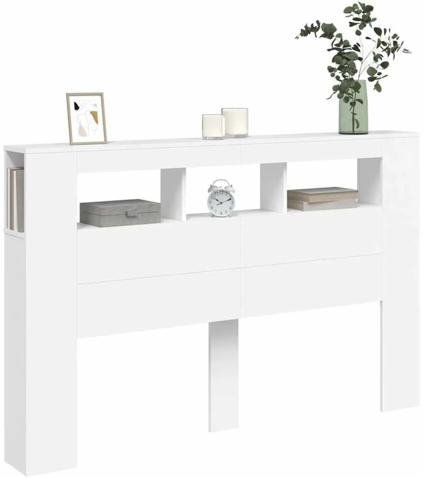 LED galvūgalis, baltas, 160x18,5x103,5cm, apdirbta mediena