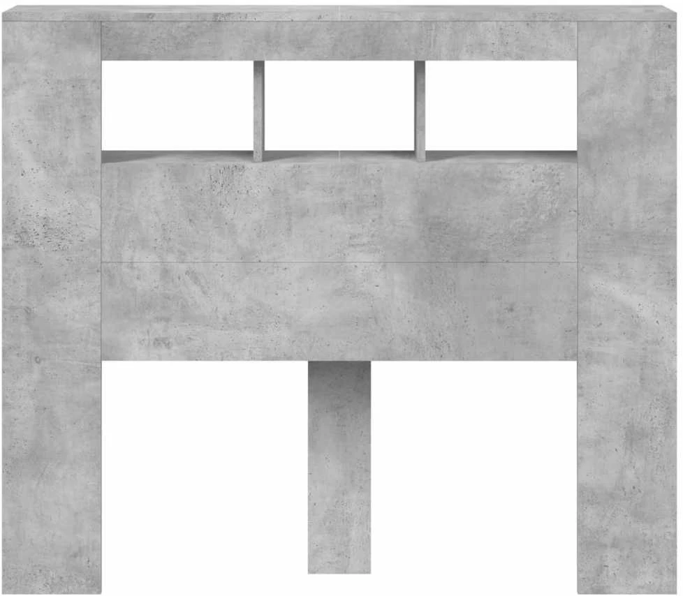 LED galvūgalis, betono, 120x18,5x103,5cm, apdirbta mediena