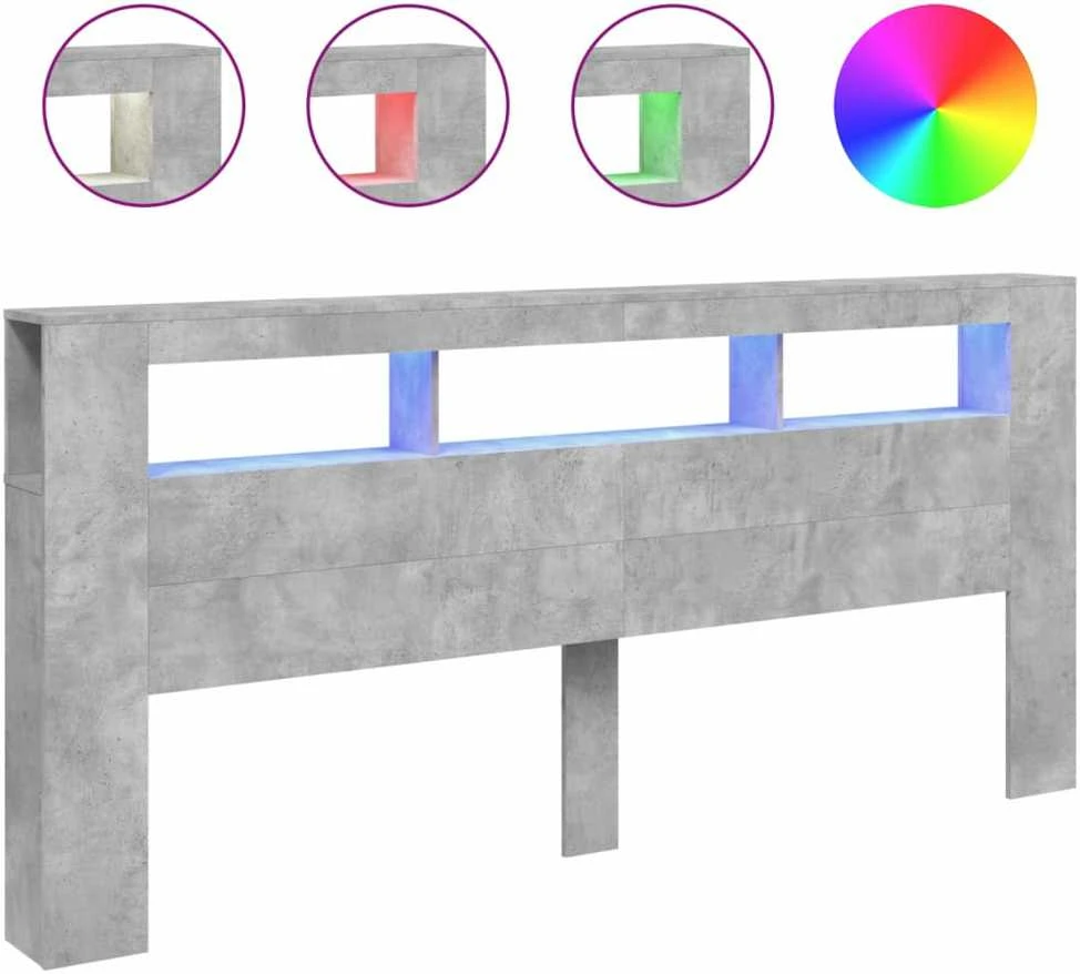 LED galvūgalis, betono, 220x18,5x103,5cm, apdirbta mediena