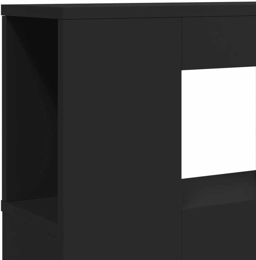 LED galvūgalis, juodas, 220x18,5x103,5cm, apdirbta mediena