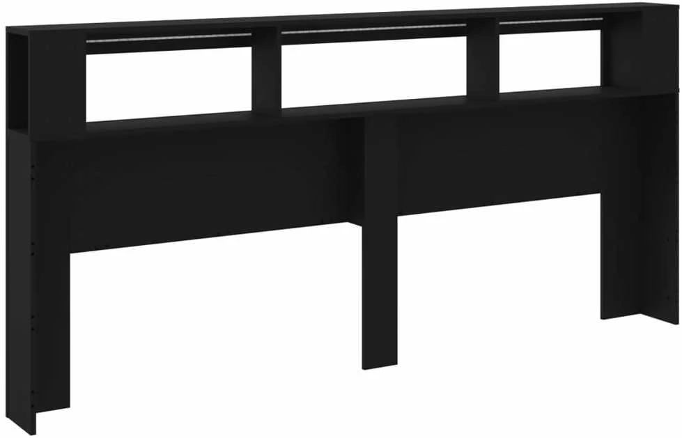 LED galvūgalis, juodas, 220x18,5x103,5cm, apdirbta mediena
