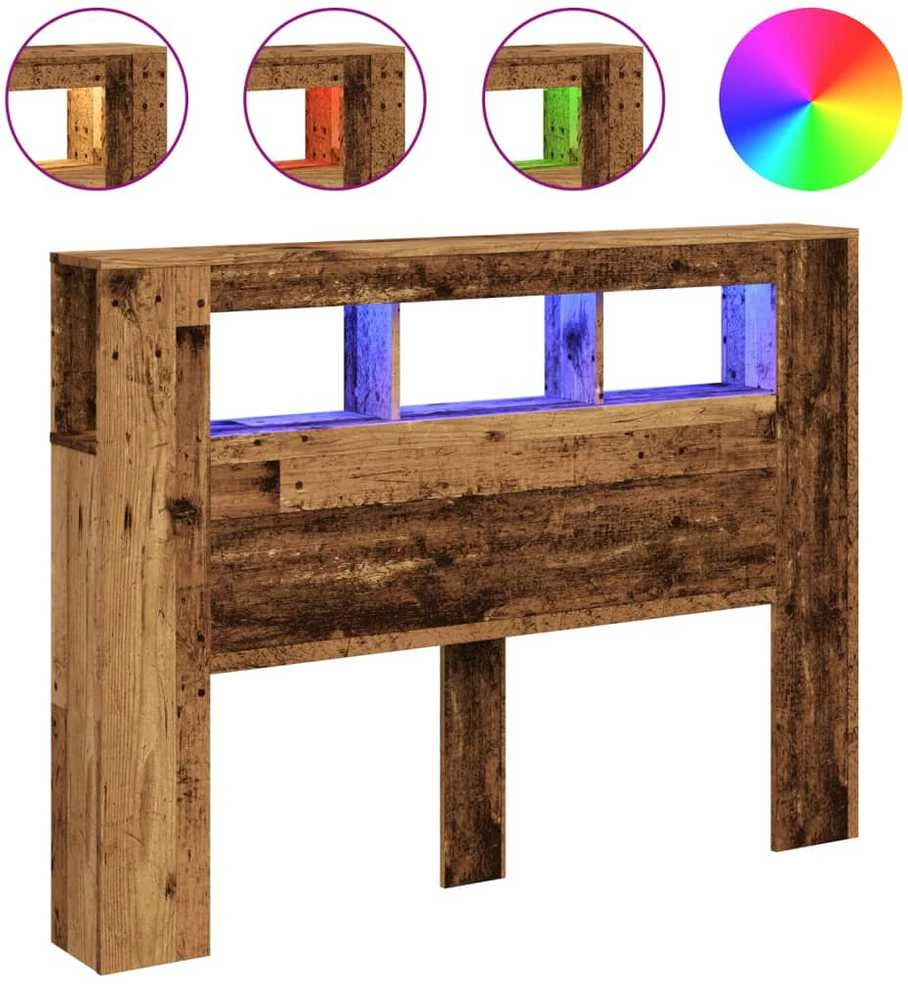 LED galvūgalis, medienos, 140x18,5x103,5cm, apdirbta mediena