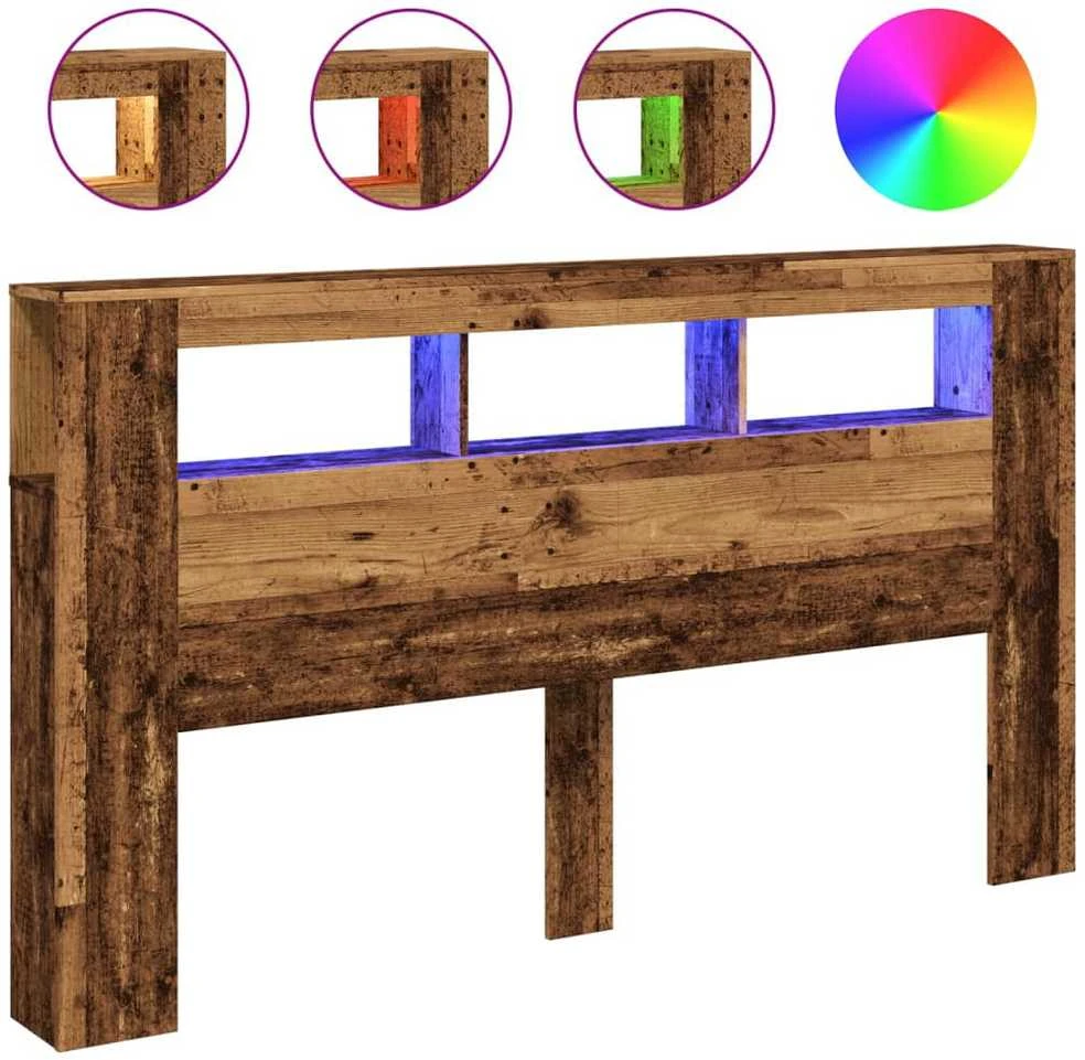 LED galvūgalis, medienos, 180x18,5x103,5cm, apdirbta mediena