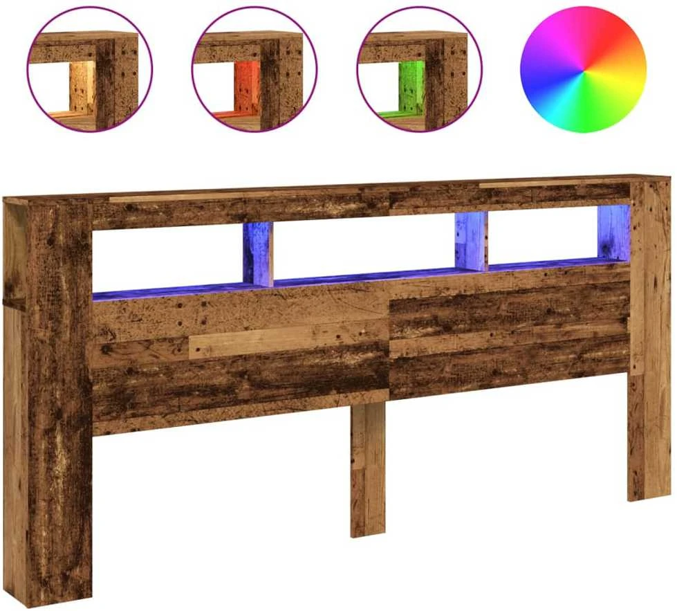 LED galvūgalis, medienos, 220x18,5x103,5cm, apdirbta mediena