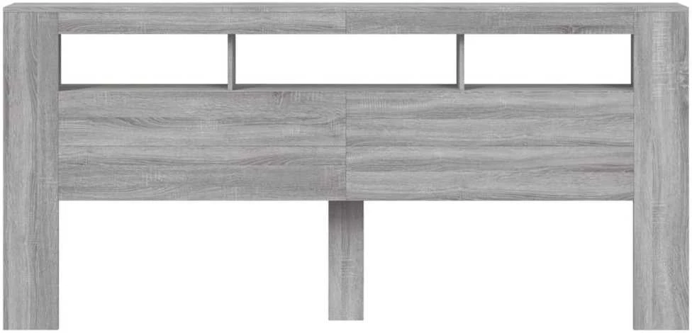 LED galvūgalis, pilkas ąžuolo, 220x18,5x103,5cm, mediena