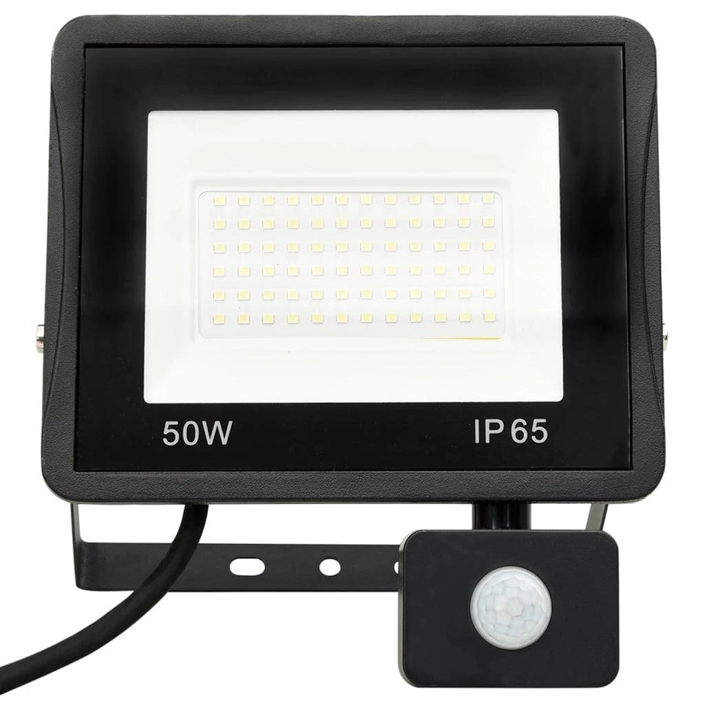LED prožektorius su jutikliu, šaltos baltos spalvos, 50W