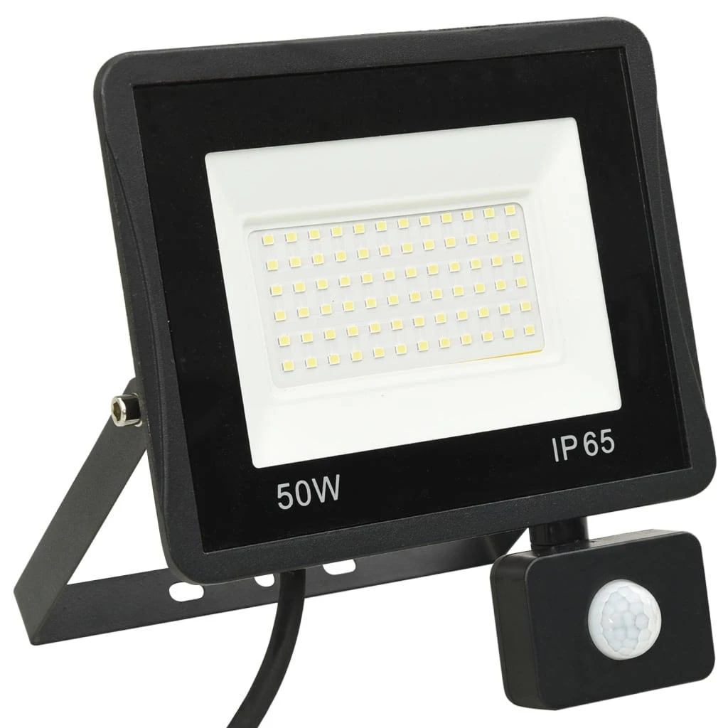 LED prožektorius su jutikliu, šaltos baltos spalvos, 50W