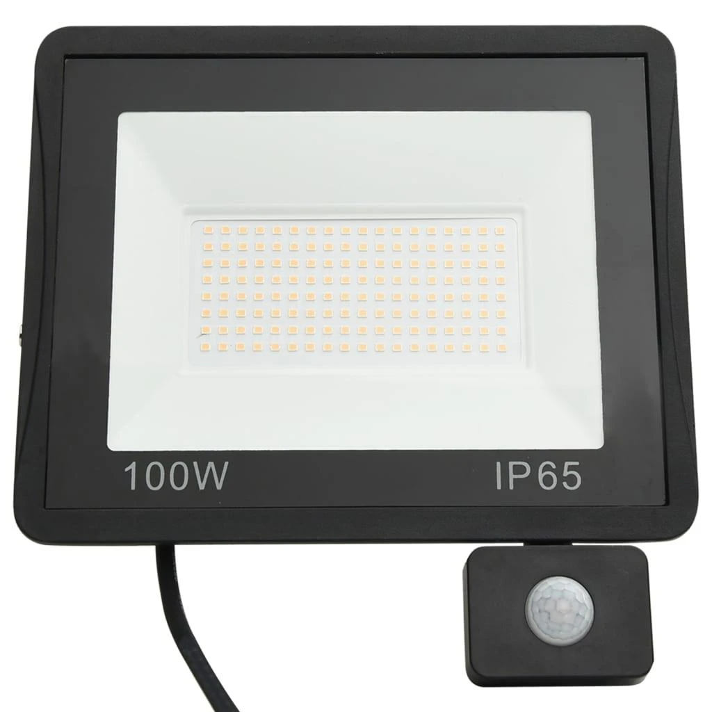 LED prožektorius su jutikliu, šiltos baltos spalvos, 100W