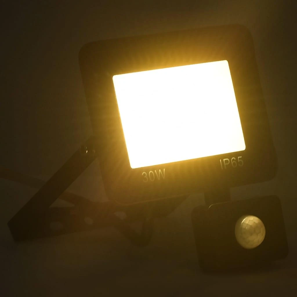 LED prožektorius su jutikliu, šiltos baltos spalvos, 30W