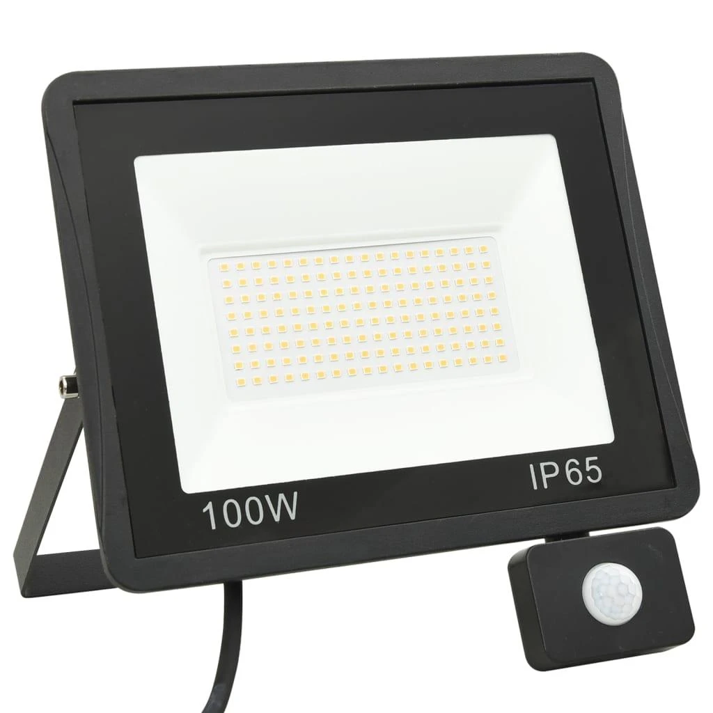 LED prožektorius su jutikliu, šiltos baltos spalvos, 100W