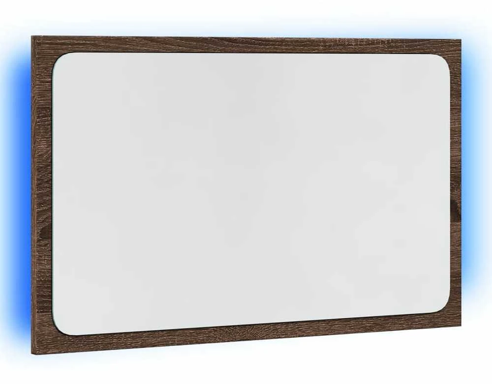 LED vonios veidrodis, rudas ąžuolo, 60x8,5x38cm, mediena