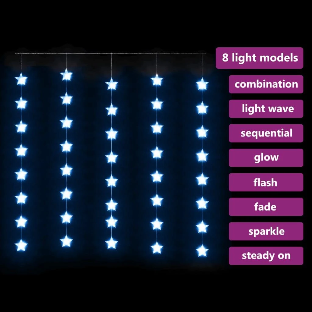 LED žvaigždžių užuolaida, 200 mėlynų LED lempučių
