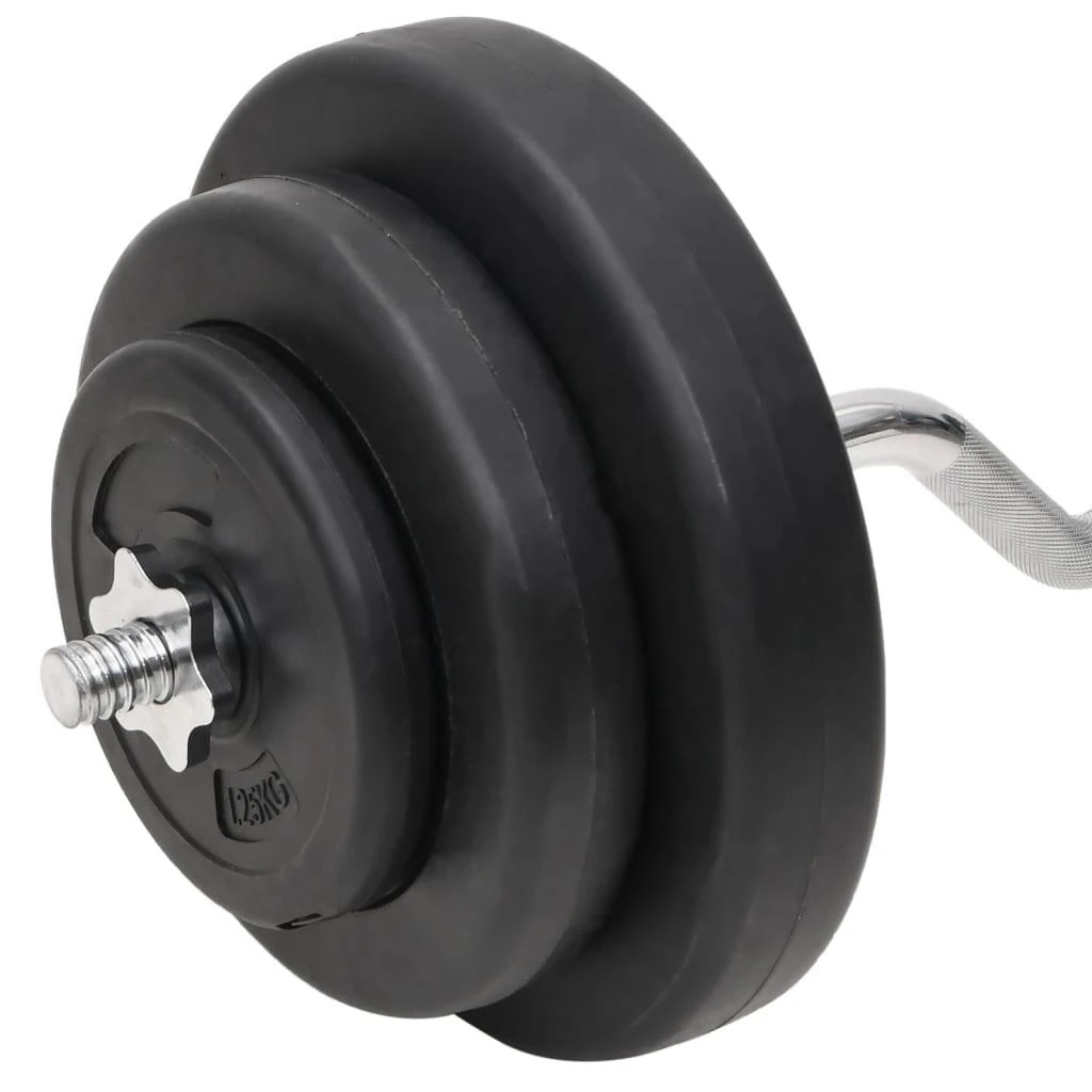 Lenkta štanga ir svarmenys su svoriais, 60kg