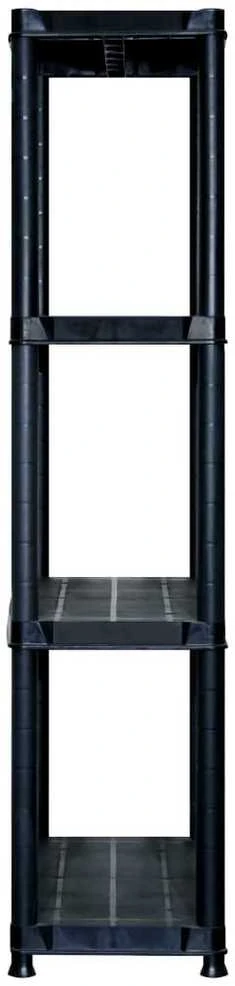 Lentyna daiktams, 4 aukštų, juoda, 122x30,5x130cm, plastikas
