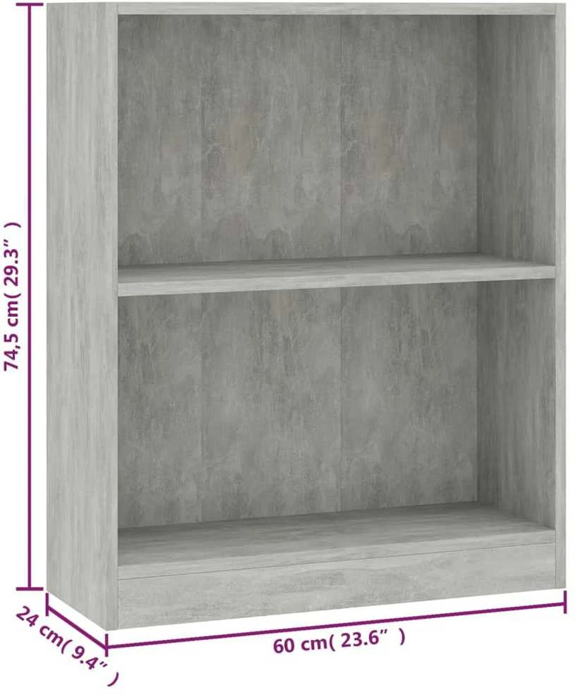 Lentyna knygoms, betono pilkos spalvos, 60x24x76 cm, mediena