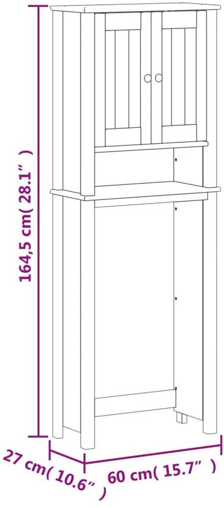 Lentyna virš tualeto BERG, juoda, 60x27x164,5cm, mediena