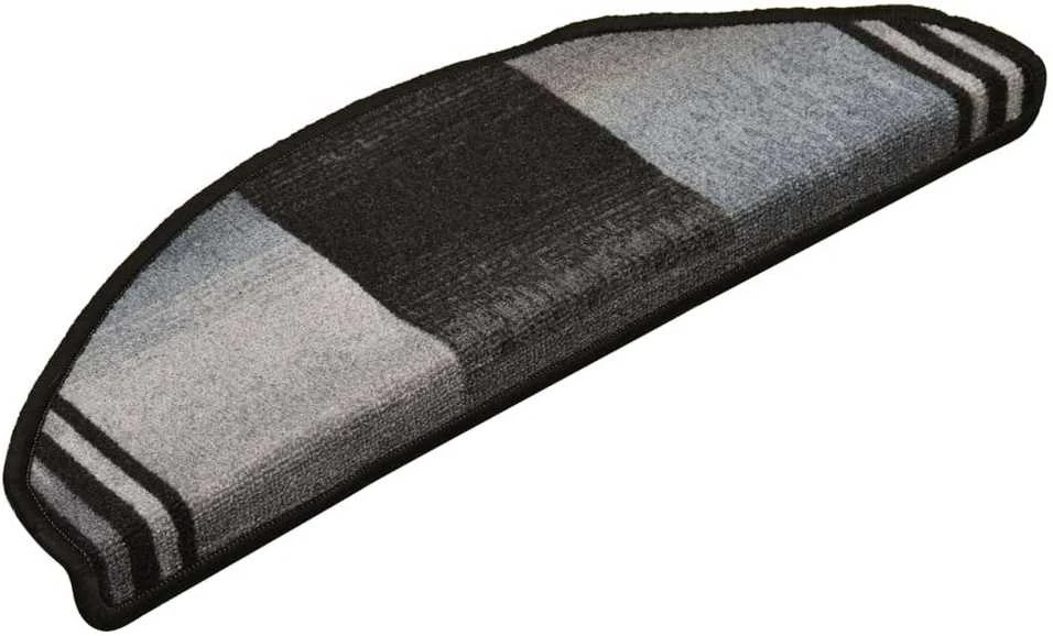 Lipnūs laiptų kilimėliai, 5vnt., juodi ir pilki, 65x21x4cm