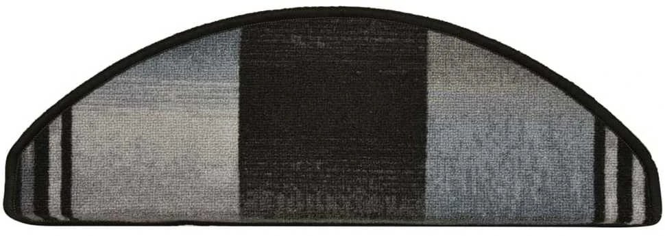 Lipnūs laiptų kilimėliai, 5vnt., juodi ir pilki, 65x21x4cm