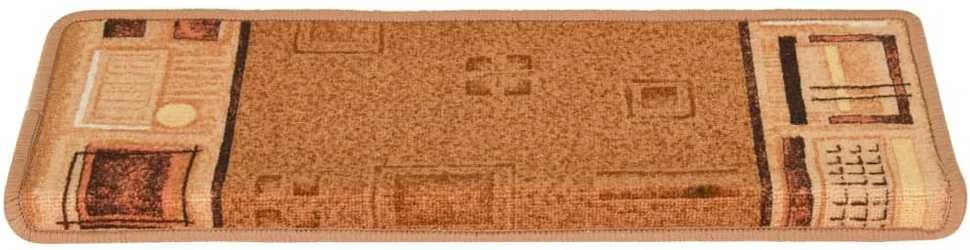Lipnūs laiptų kilimėliai, 5vnt., smėlio spalvos, 65x21x4cm