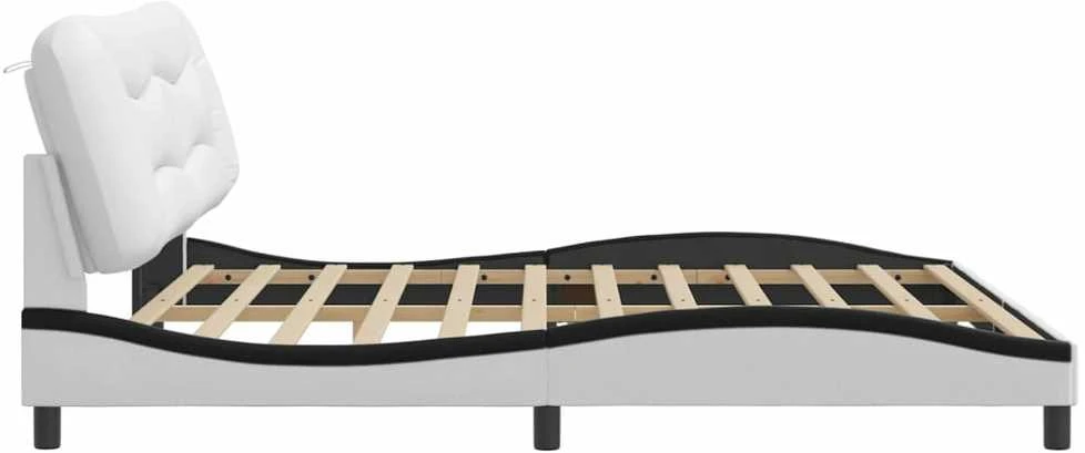 Lovos rėmas, baltas/juodas, 200x200cm, dirbtinė oda