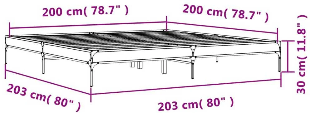 Lovos rėmas, dūminio ąžuolo, 200x200cm, mediena ir metalas