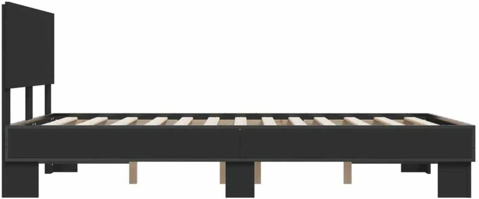 Lovos rėmas, juodas, 120x200cm, apdirbta mediena ir metalas