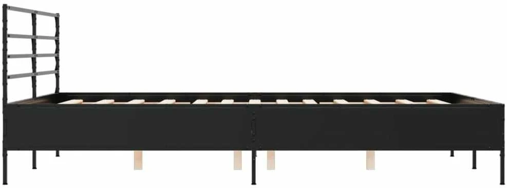 Lovos rėmas, juodas, 150x200cm, apdirbta mediena ir metalas