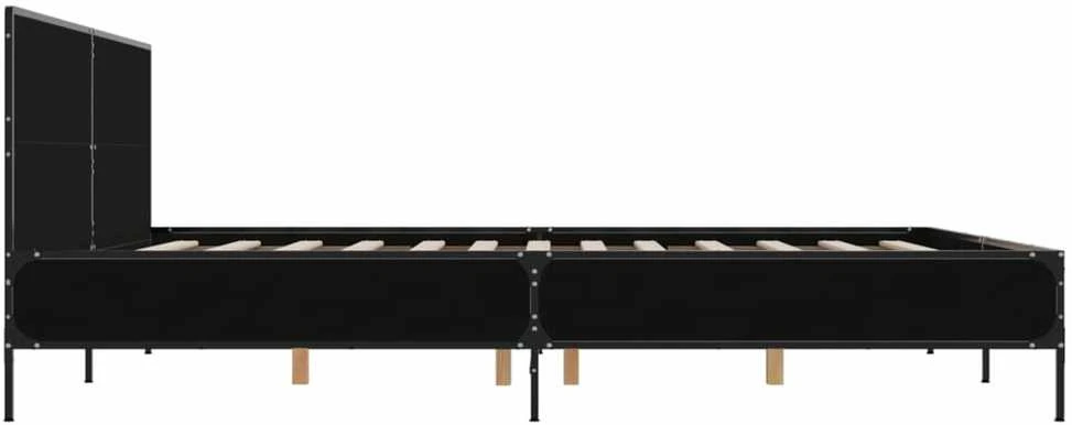 Lovos rėmas, juodas, 180x200cm, apdirbta mediena ir metalas