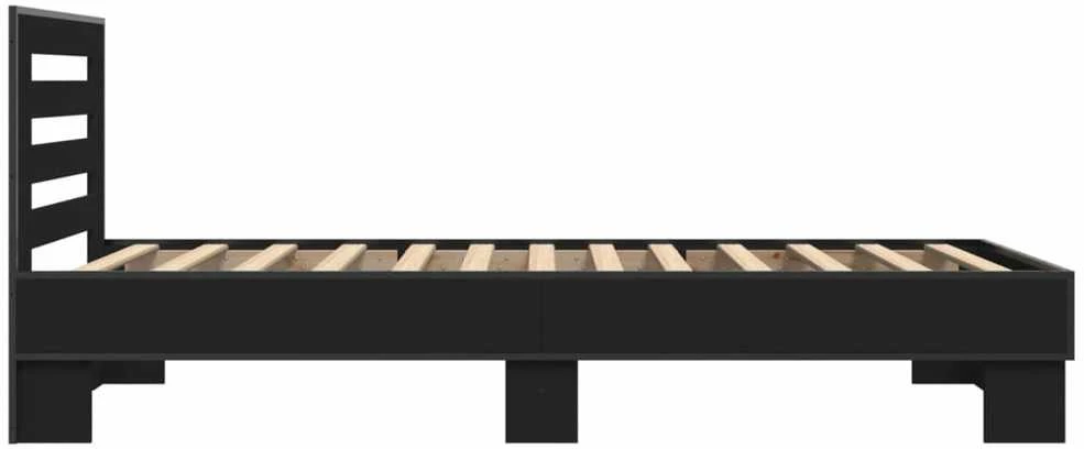 Lovos rėmas, juodas, 75x190cm, apdirbta mediena ir metalas