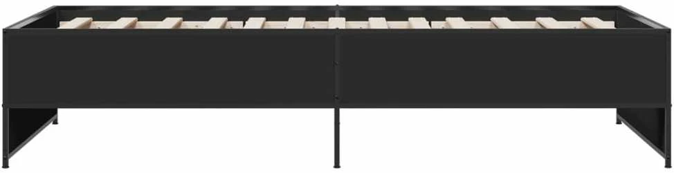Lovos rėmas, juodas, 90x190cm, apdirbta mediena ir metalas