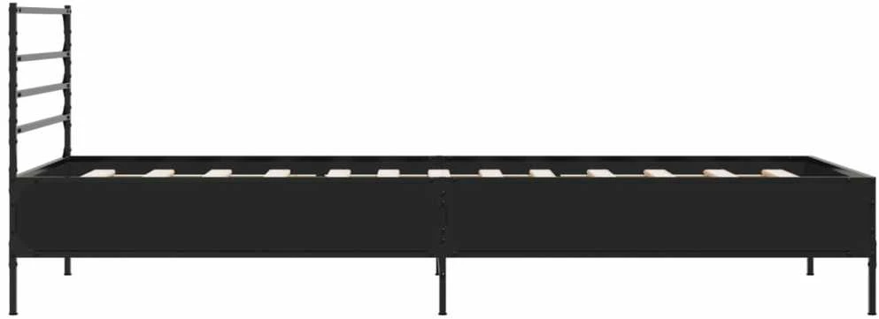 Lovos rėmas, juodas, 90x190cm, apdirbta mediena ir metalas
