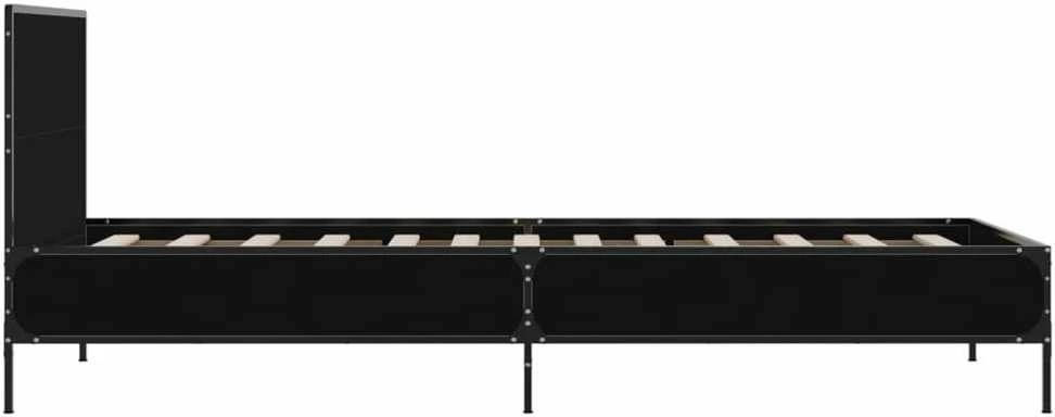 Lovos rėmas, juodas, 90x200cm, apdirbta mediena ir metalas