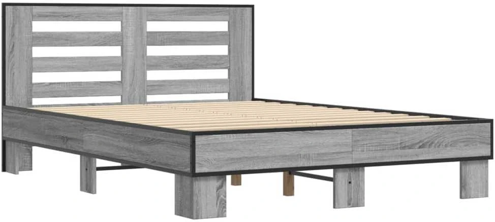 Lovos rėmas, pilkas ąžuolo, 120x200cm, apdirbta mediena/metalas