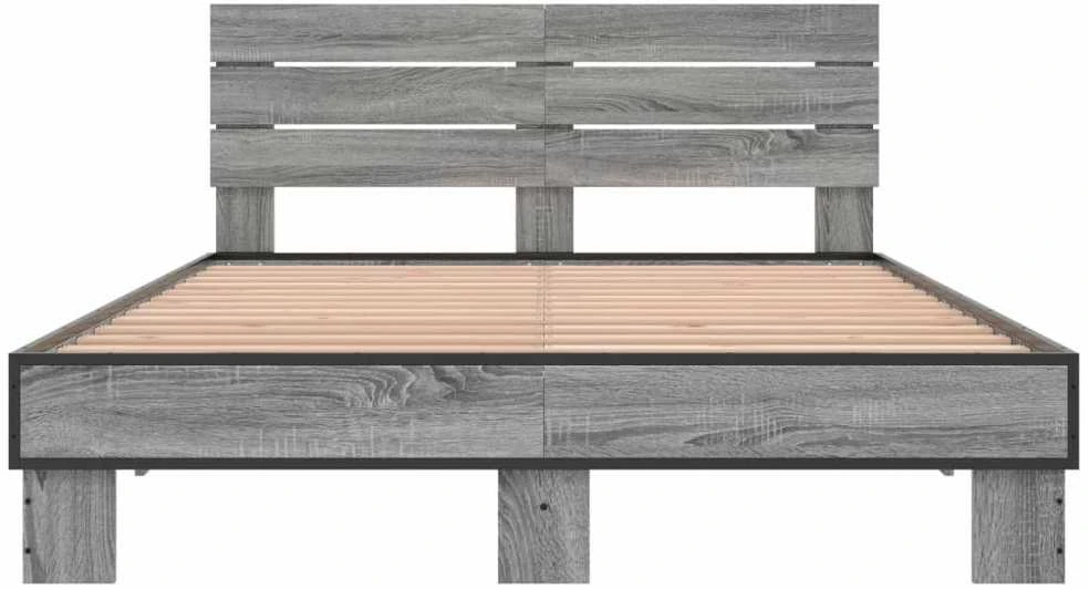 Lovos rėmas, pilkas ąžuolo, 120x200cm, apdirbta mediena/metalas