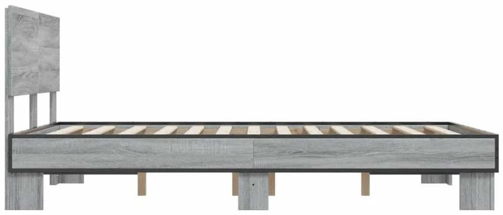 Lova Lovos rėmas, pilkas ąžuolo, 135x190cm, apdirbta mediena/metalas
