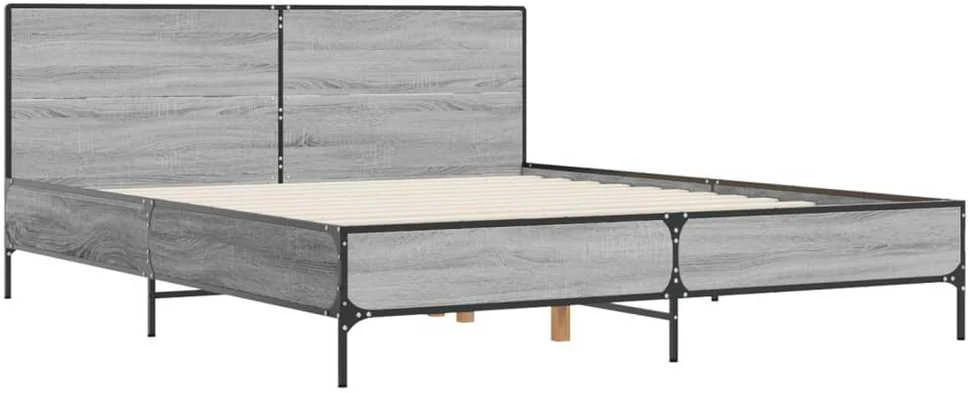 Lovos rėmas, pilkas ąžuolo, 140x190cm, apdirbta mediena/metalas