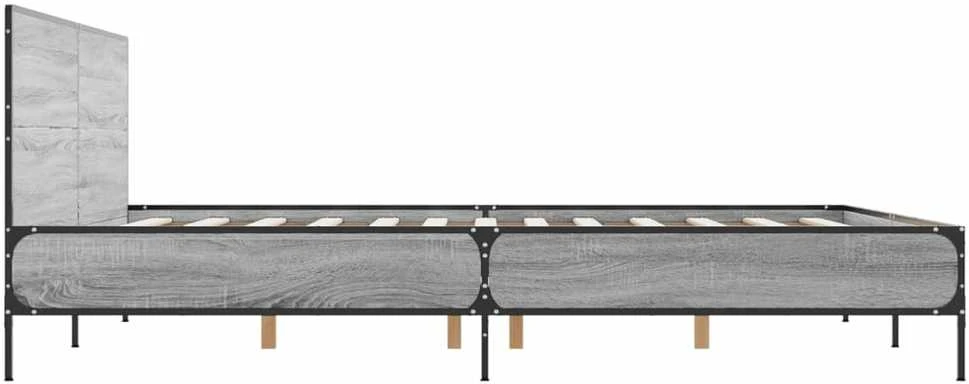 Lovos rėmas, pilkas ąžuolo, 140x190cm, apdirbta mediena/metalas