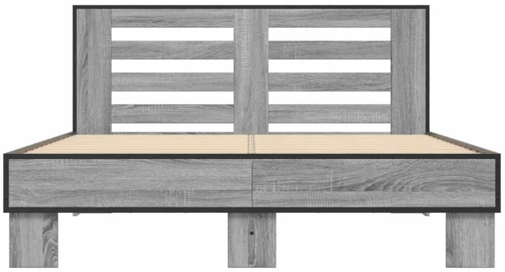 Lovos rėmas, pilkas ąžuolo, 140x200cm, apdirbta mediena/metalas