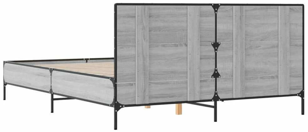 Lovos rėmas, pilkas ąžuolo, 150x200cm, apdirbta mediena/metalas