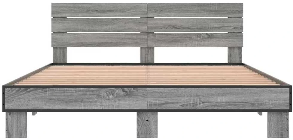 Lovos rėmas, pilkas ąžuolo, 150x200cm, apdirbta mediena/metalas