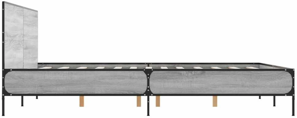 Lovos rėmas, pilkas ąžuolo, 150x200cm, apdirbta mediena/metalas