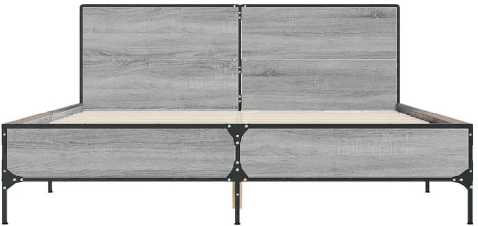 Lovos rėmas, pilkas ąžuolo, 150x200cm, apdirbta mediena/metalas