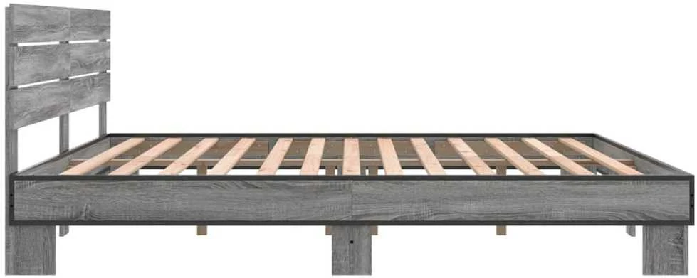 Lovos rėmas, pilkas ąžuolo, 200x200cm, apdirbta mediena/metalas