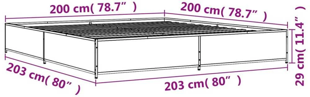 Lovos rėmas, rudas ąžuolo, 200x200cm, apdirbta mediena/metalas