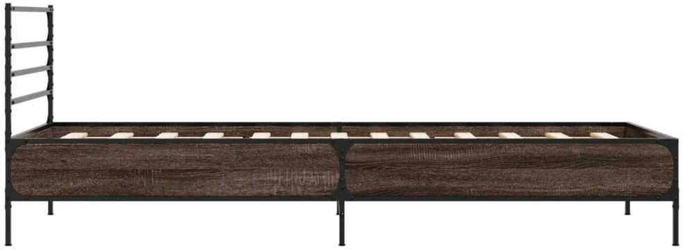 Lovos rėmas, rudas ąžuolo, 90x190cm, apdirbta mediena/metalas