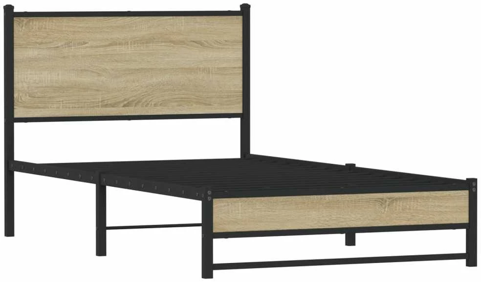 Lova Lovos rėmas be čiužinio, sonoma ąžuolo, 107x203cm, metalas