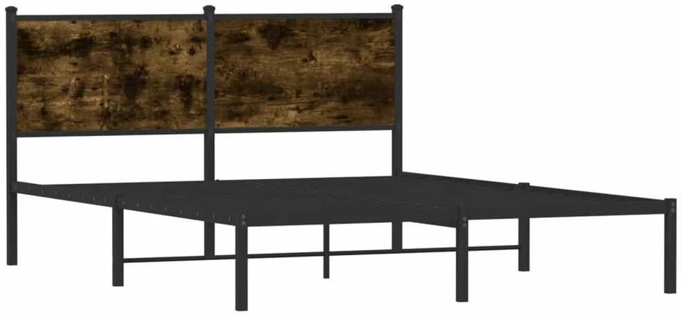 Lovos rėmas be čiužinio, dūminio ąžuolo, 140x190cm, metalas