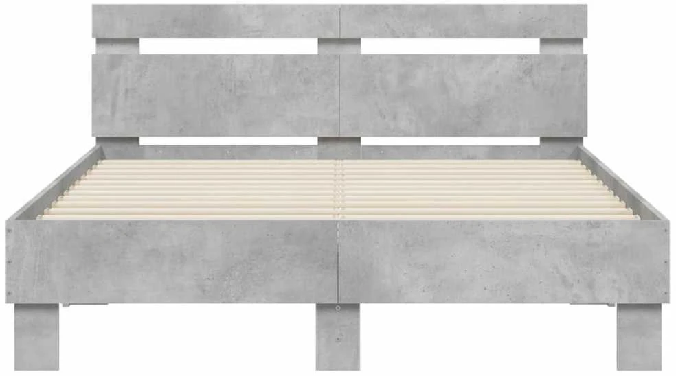 Lovos rėmas su galvūgaliu ir LED, betono pilkas, 120x200cm