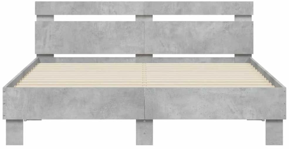 Lovos rėmas su galvūgaliu ir LED, betono pilkas, 140x200cm