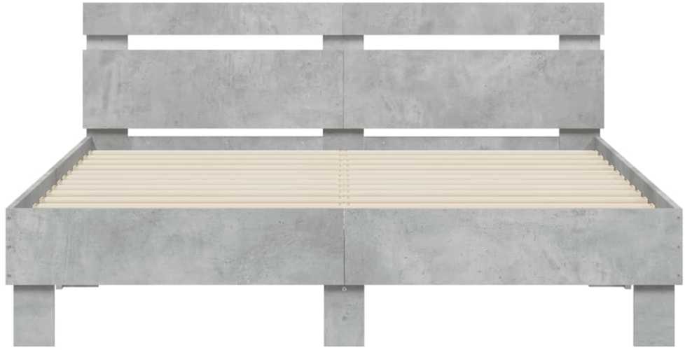 Lovos rėmas su galvūgaliu ir LED, betono pilkas, 140x190cm